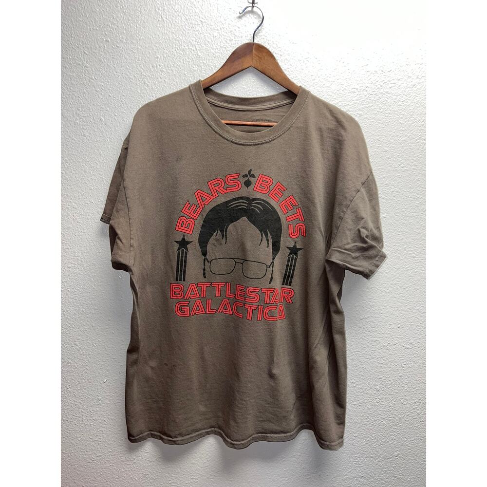 The Office Bears Beets Battlestar Galactica Shirt Dwight Schrute Tee Stained XL